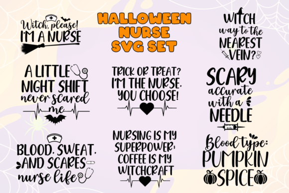 Funny Halloween Nurse SVG Set Stitch Test