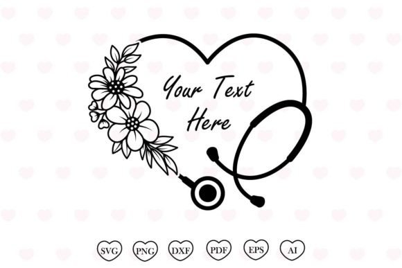 Stethoscope Flower Heart SVG for Nurse Embroidery Projects