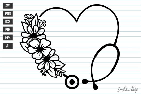 The Heart and Science of Stethoscope Flower Heart Nurse SVG